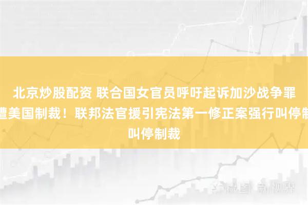 北京炒股配资 联合国女官员呼吁起诉加沙战争罪，遭美国制裁！联邦法官援引宪法第一修正案强行叫停制裁