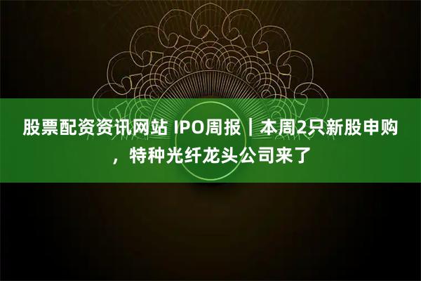股票配资资讯网站 IPO周报｜本周2只新股申购，特种光纤龙头公司来了